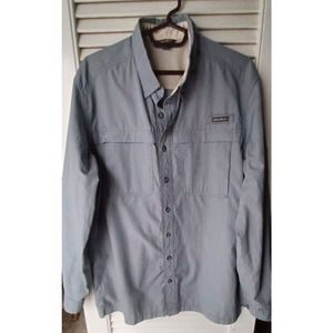 Eddie Bauer Sport Shop Long Sleeve Button Down Fishing Shirt TL Tall Large Gray